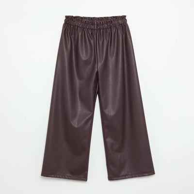 Wide-leg faux leather trousers PURPLE