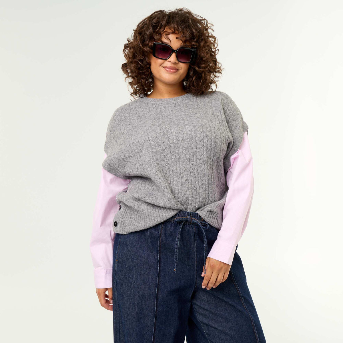 2-in-1 Shirt Sweater GREY