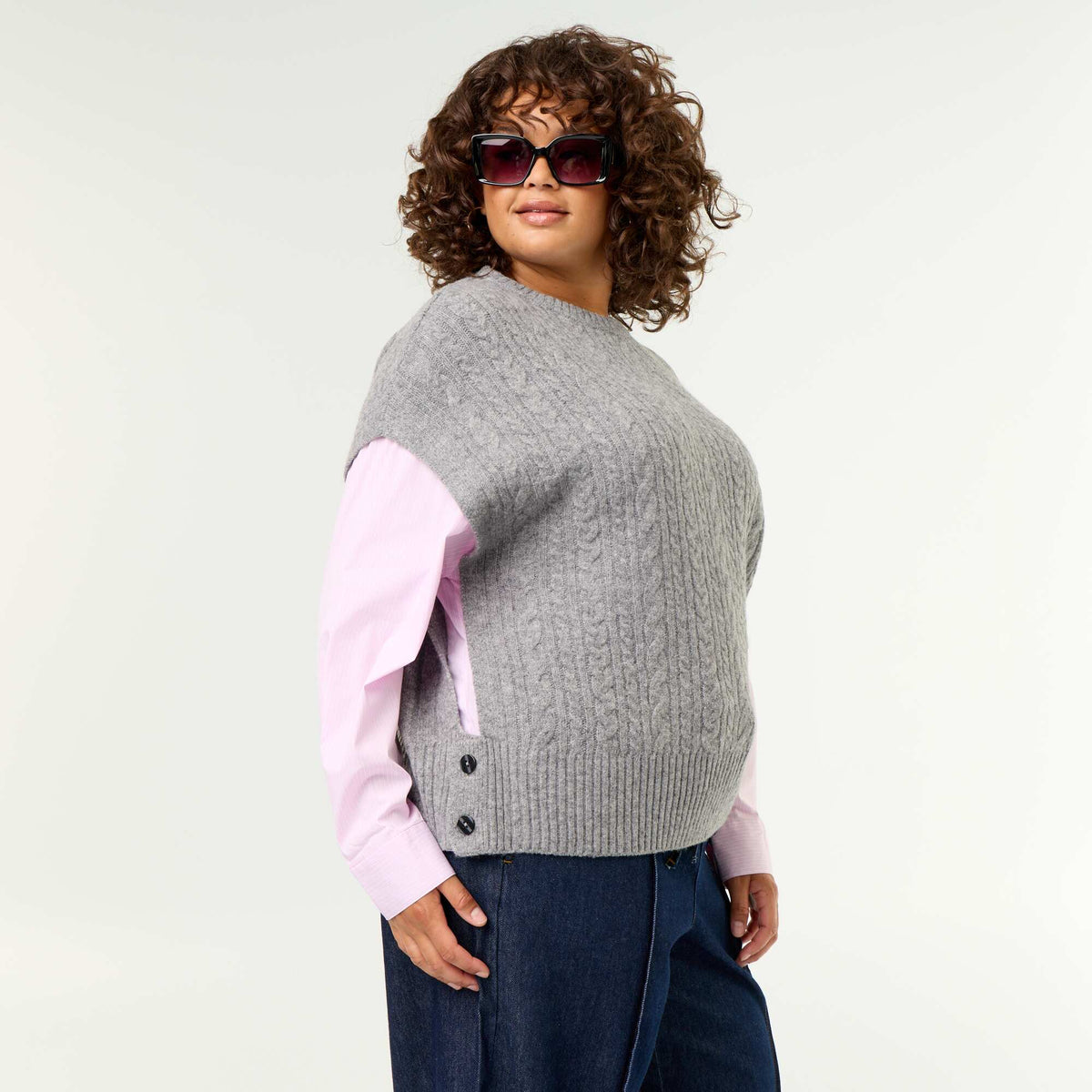 2-in-1 Shirt Sweater GREY