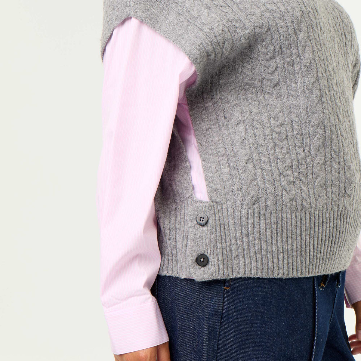 2-in-1 Shirt Sweater GREY