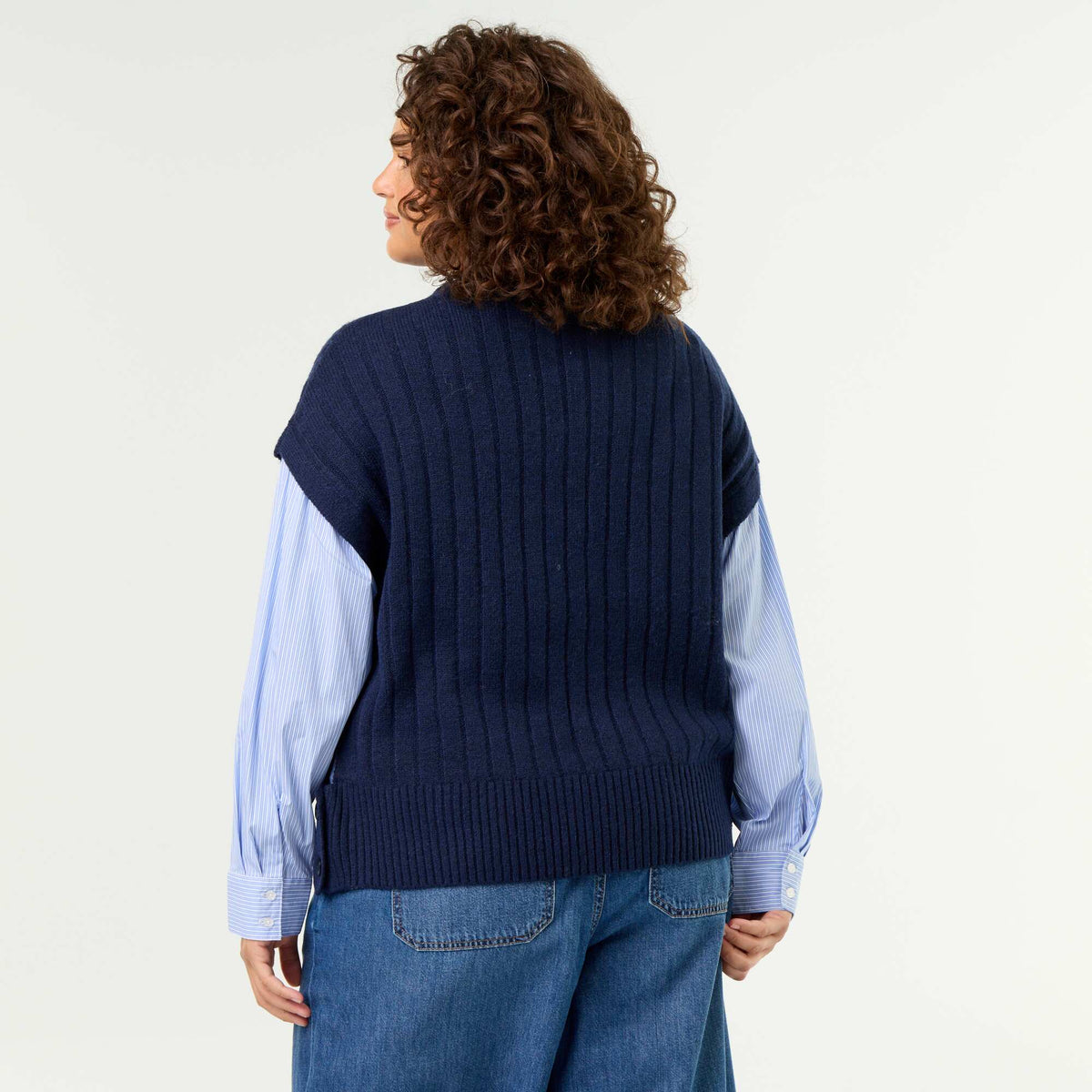 2-in-1 Shirt Sweater BLUE