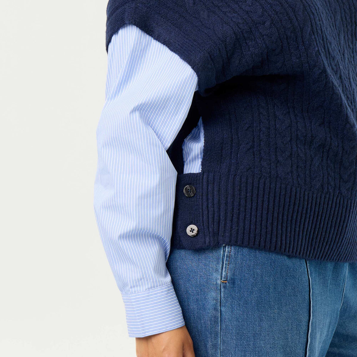 2-in-1 Shirt Sweater BLUE