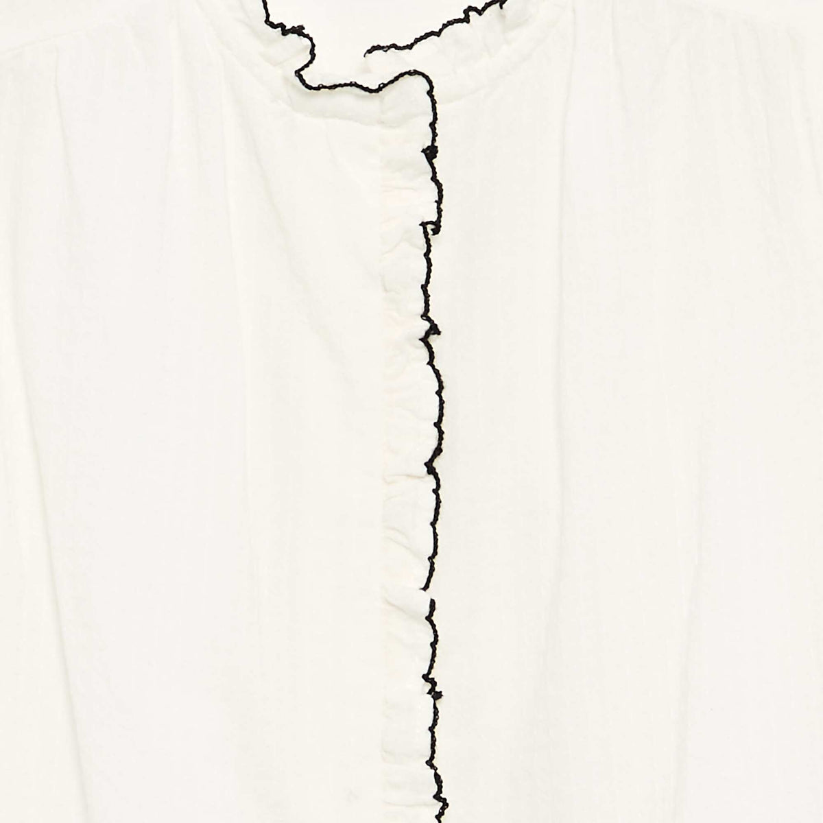 Cotton gauze blouse with ruffles WHITE