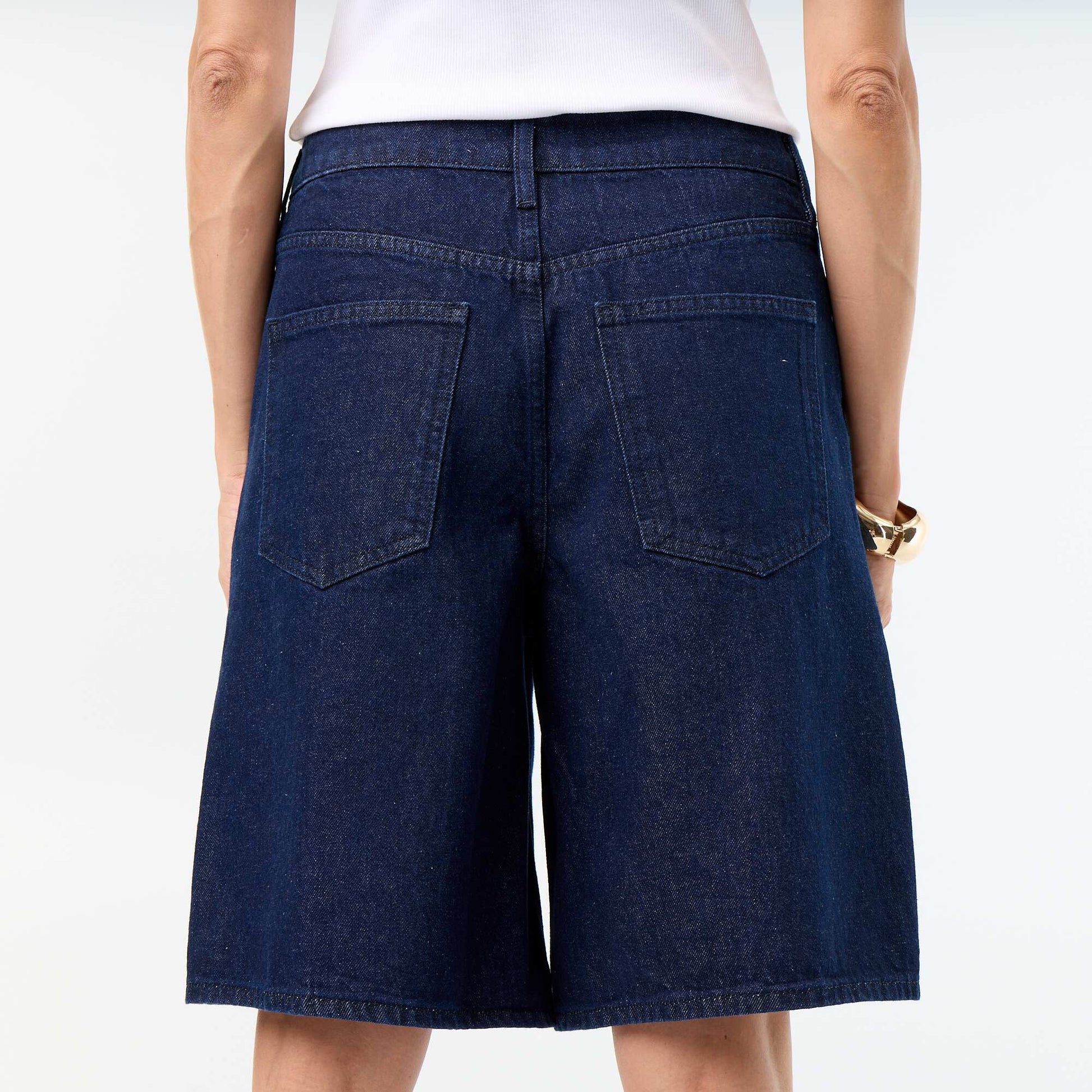 Knee-length denim Bermuda shorts BLUE