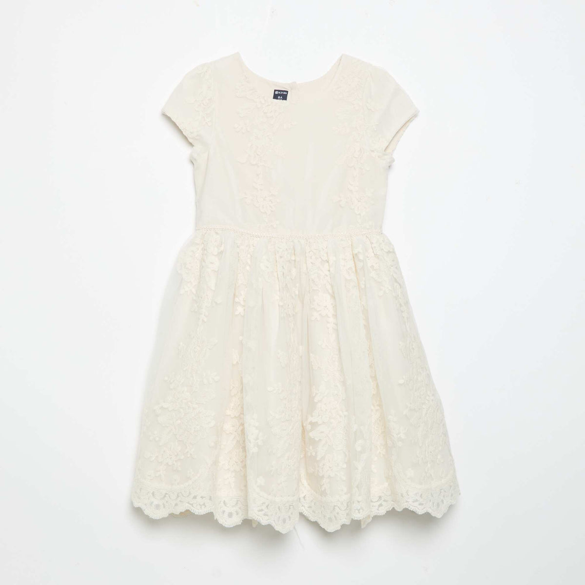 Tulle Princess Dress with Broderie Anglaise WHITE