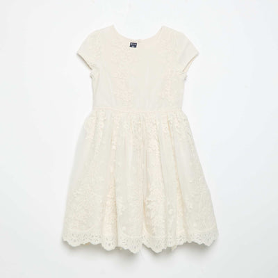 Tulle Princess Dress with Broderie Anglaise WHITE