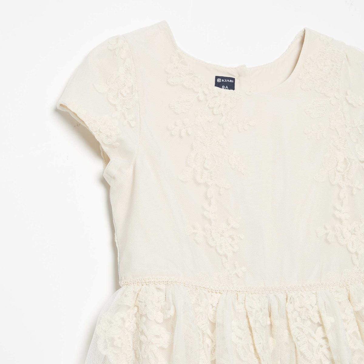 Tulle Princess Dress with Broderie Anglaise WHITE