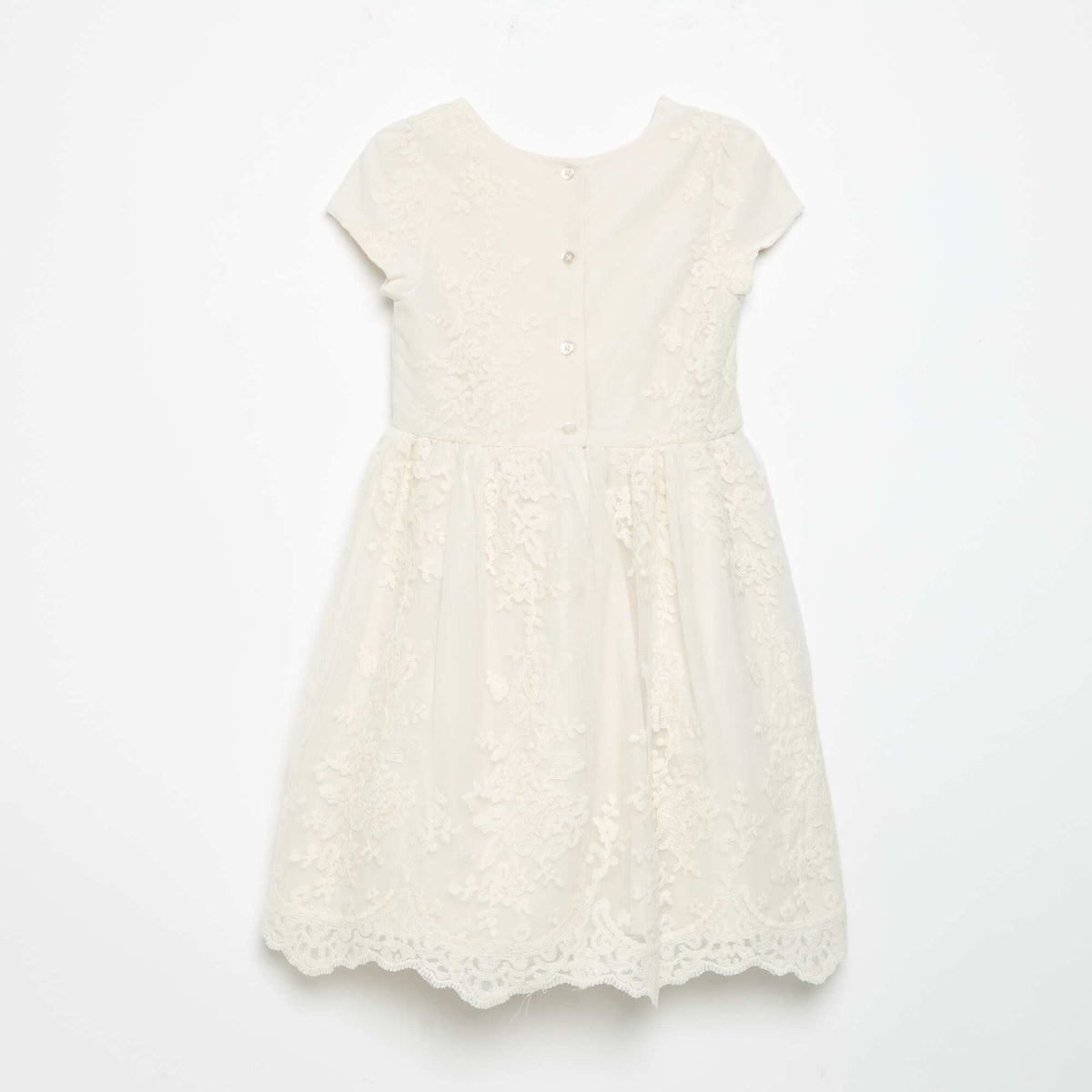 Tulle Princess Dress with Broderie Anglaise WHITE