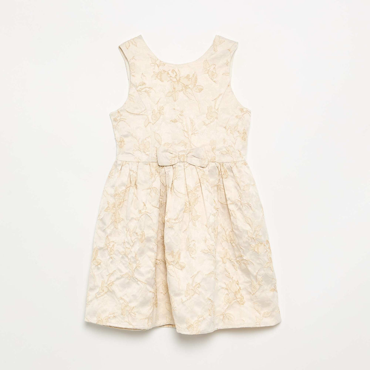 Sleeveless Princess Dress with Bow BEIGE