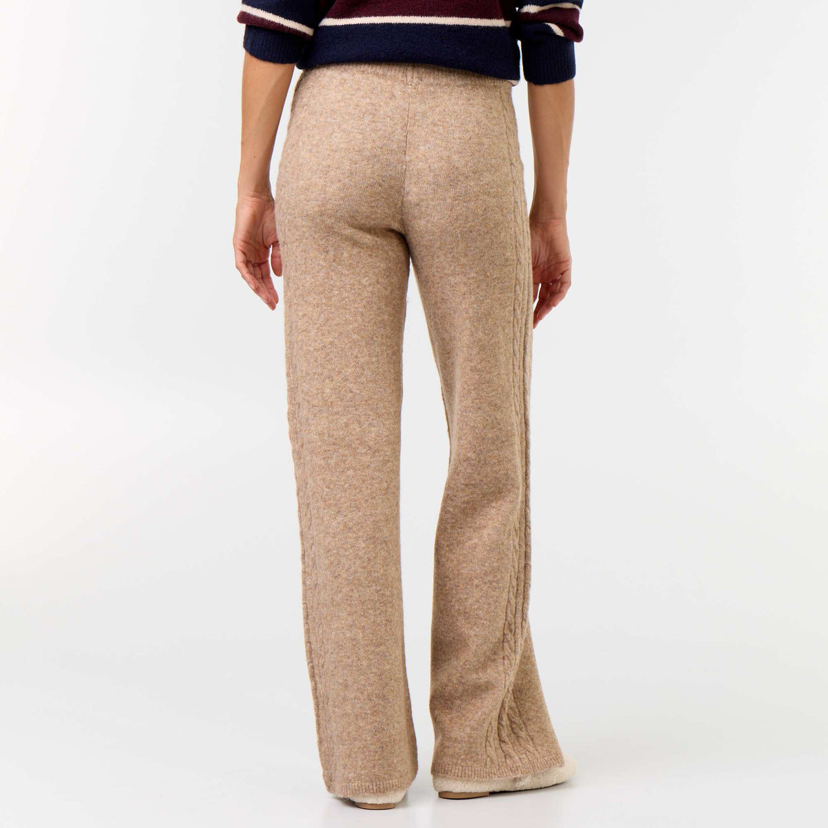 Wide knit trousers BEIGE
