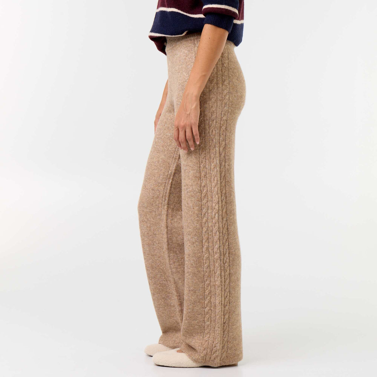 Wide knit trousers BEIGE