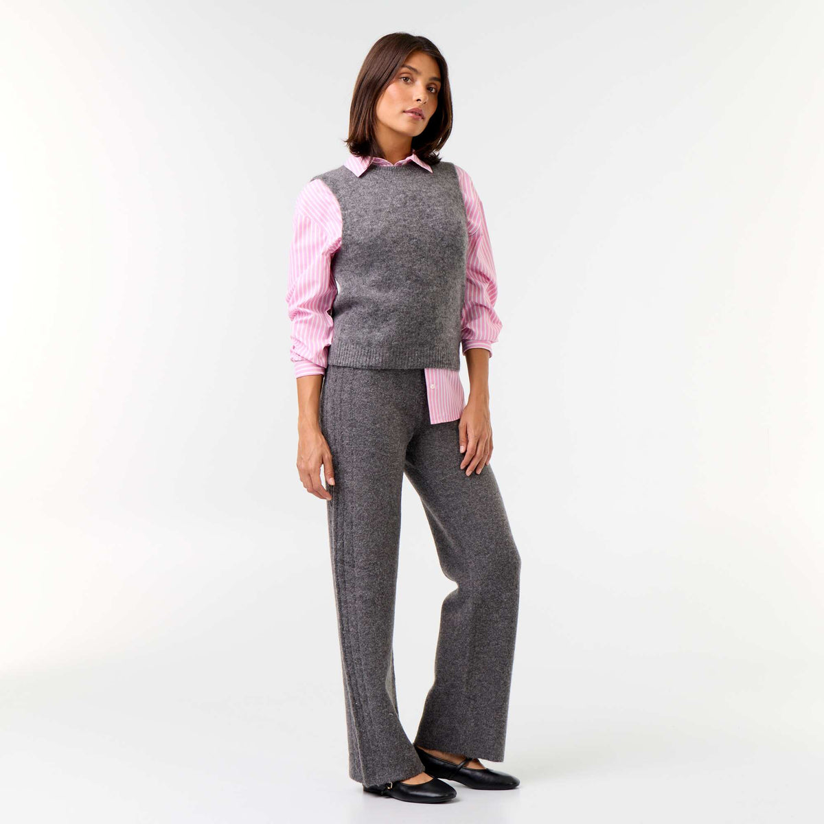 Wide knit trousers GREY