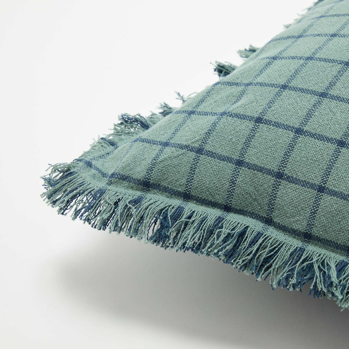 Fringed cushion cover BLUE