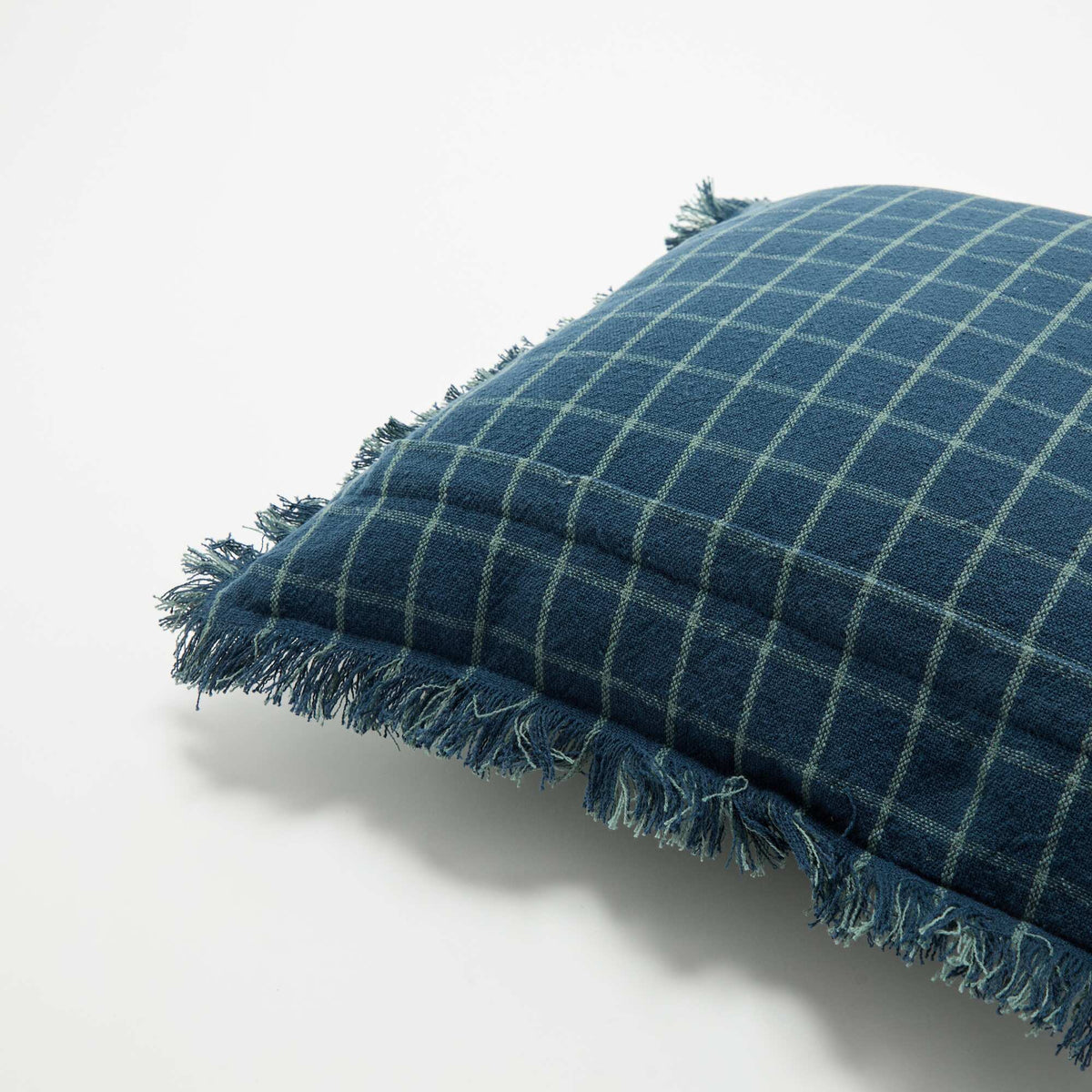 Fringed cushion cover BLUE
