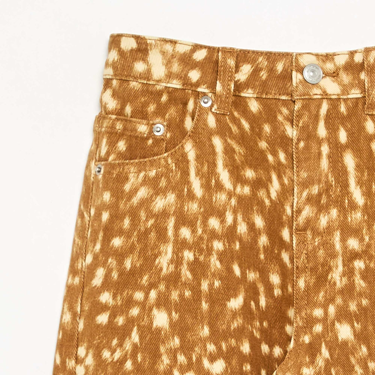 Fawn print barrel-leg denim trousers BEIGE