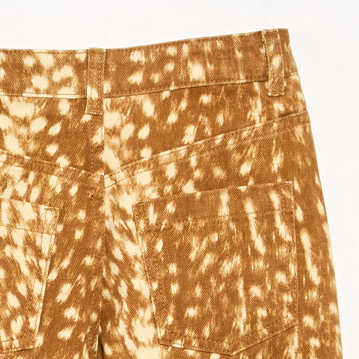 Fawn print barrel-leg denim trousers BEIGE