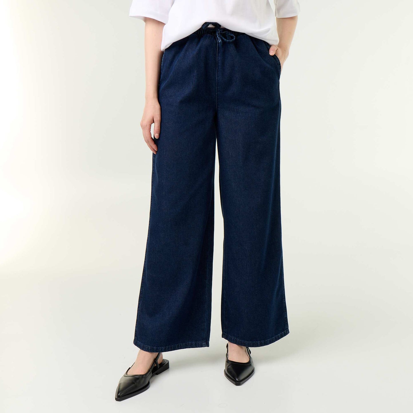 Wide-leg jeans with elasticated waist BLUE