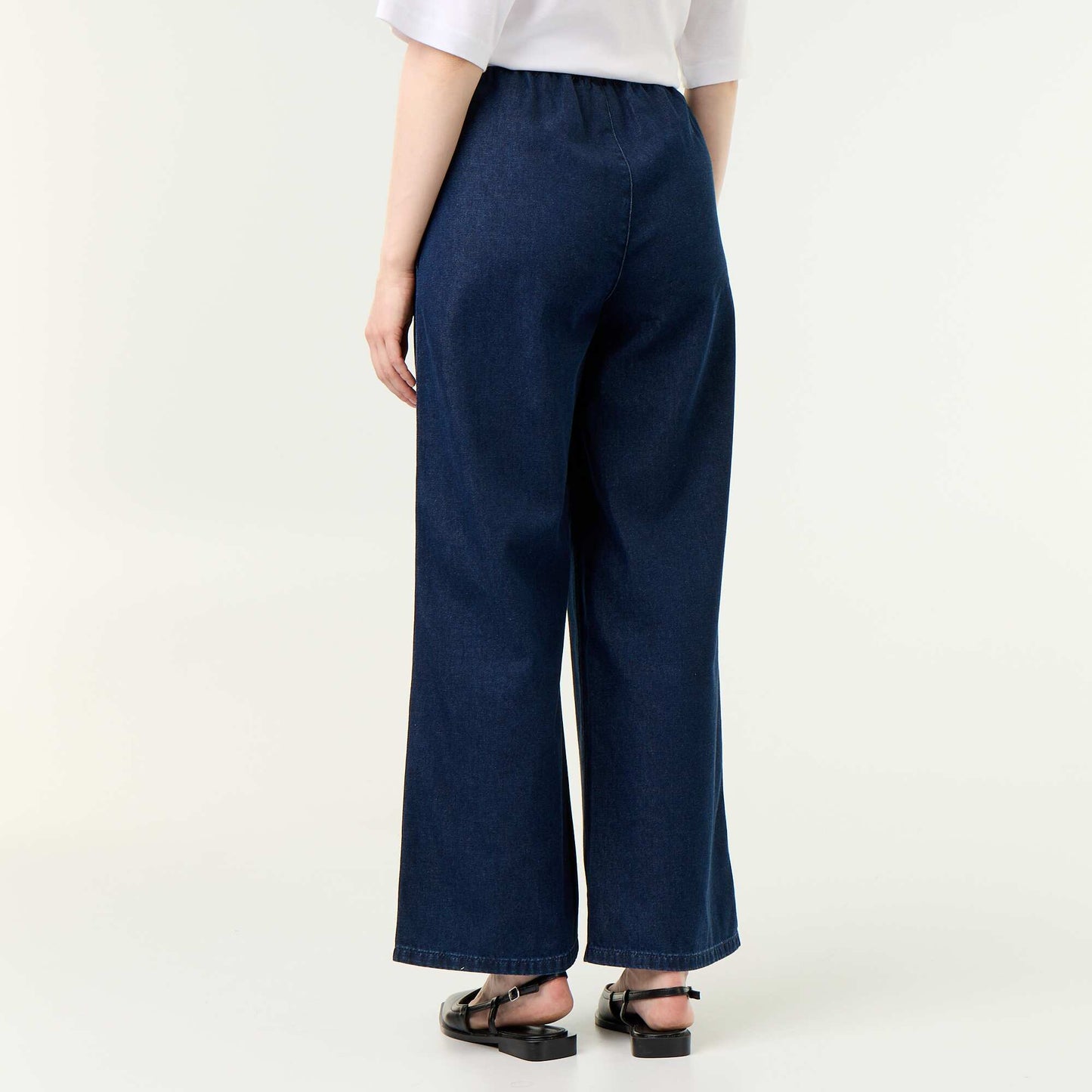 Wide-leg jeans with elasticated waist BLUE