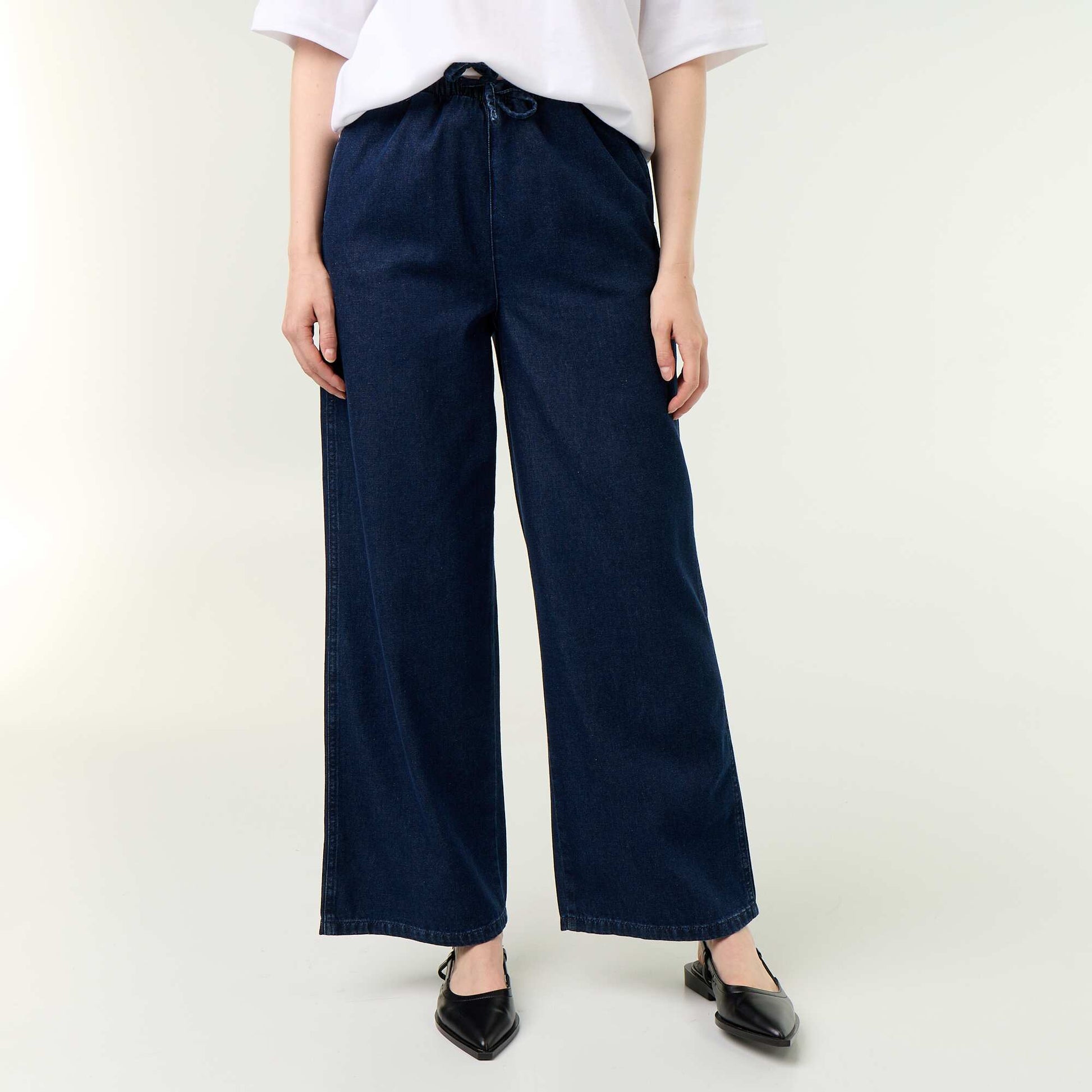 Wide-leg jeans with elasticated waist BLUE