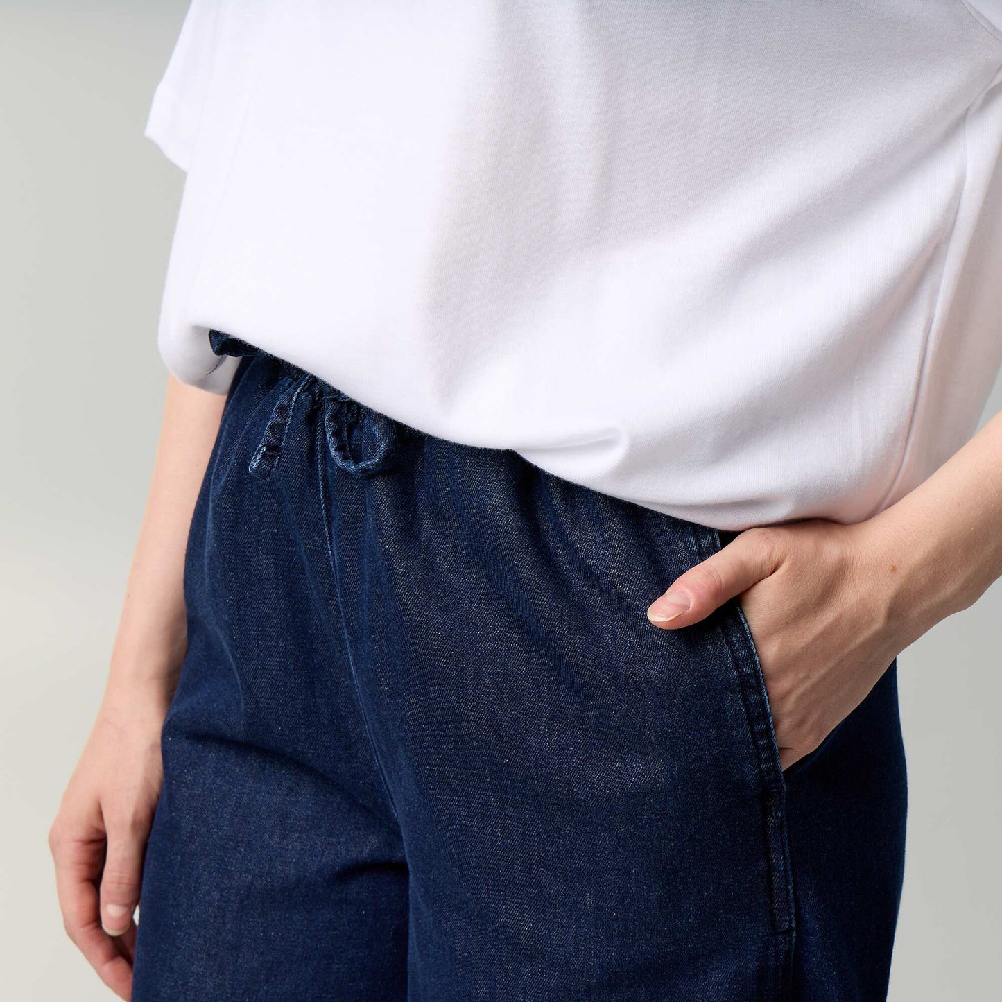 Wide-leg jeans with elasticated waist BLUE
