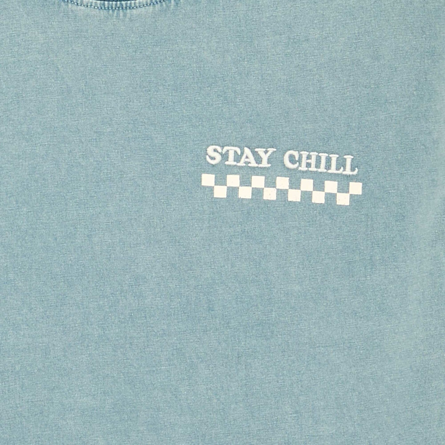 Embroidered and printed short-sleeved T-shirt BLUE