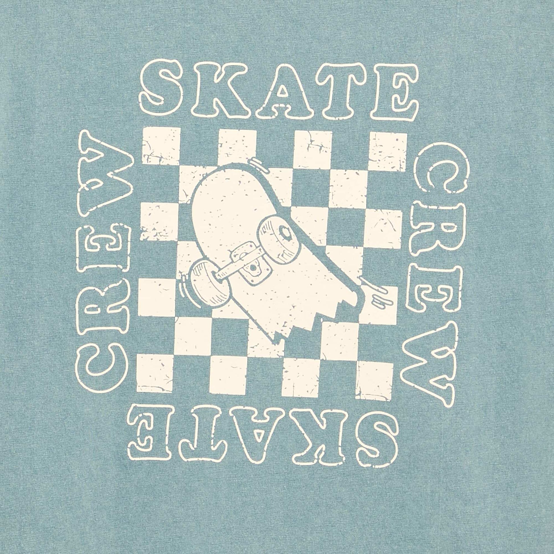 Embroidered and printed short-sleeved T-shirt BLUE
