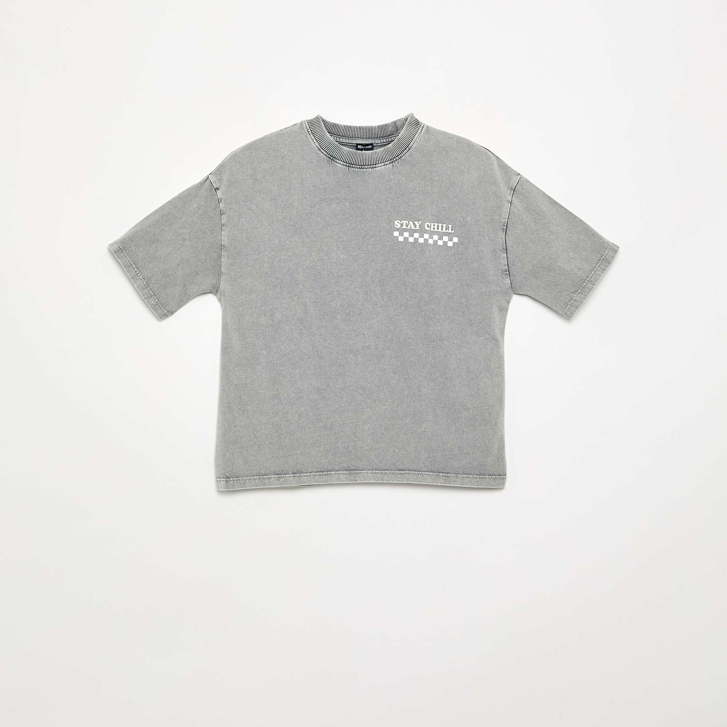 Embroidered and printed short-sleeved T-shirt GREY