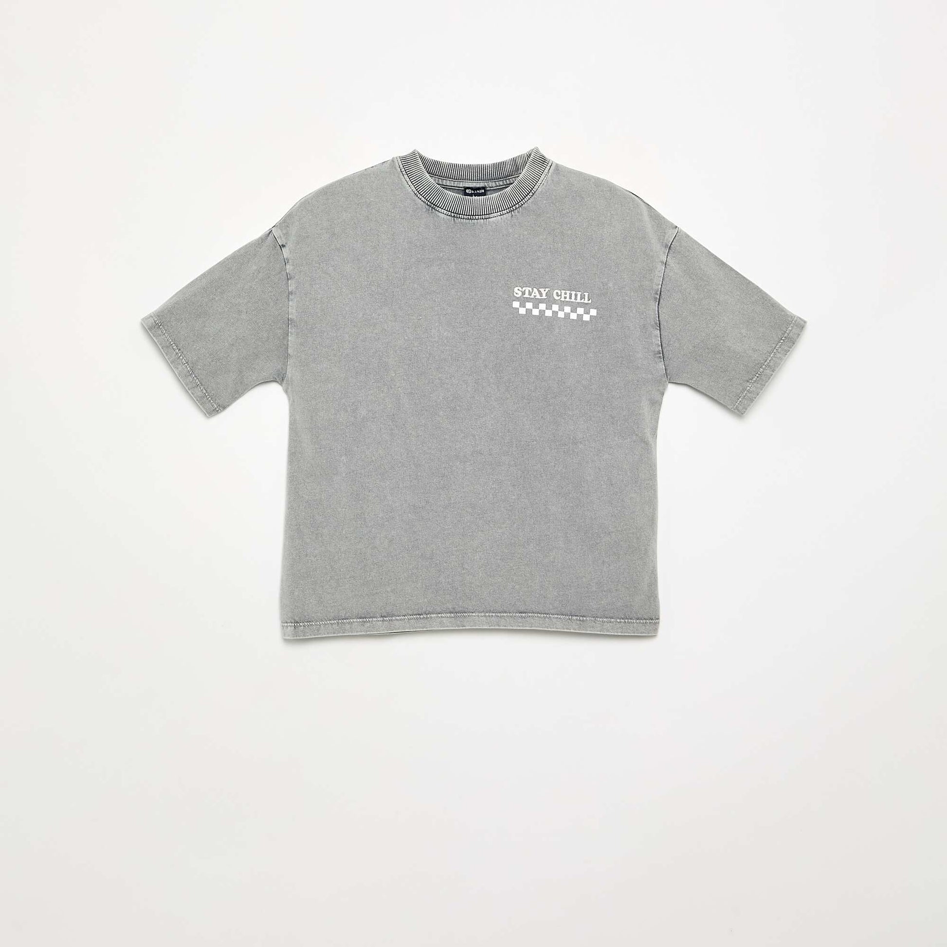 Embroidered and printed short-sleeved T-shirt GREY