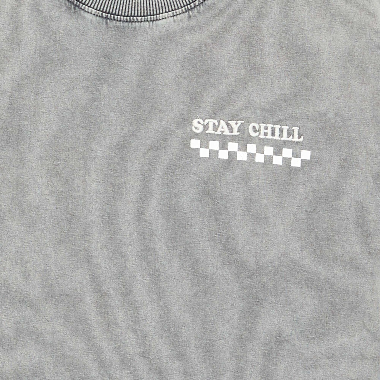 Embroidered and printed short-sleeved T-shirt GREY