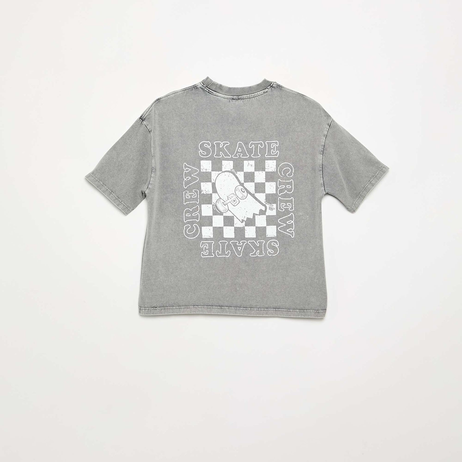 Embroidered and printed short-sleeved T-shirt GREY