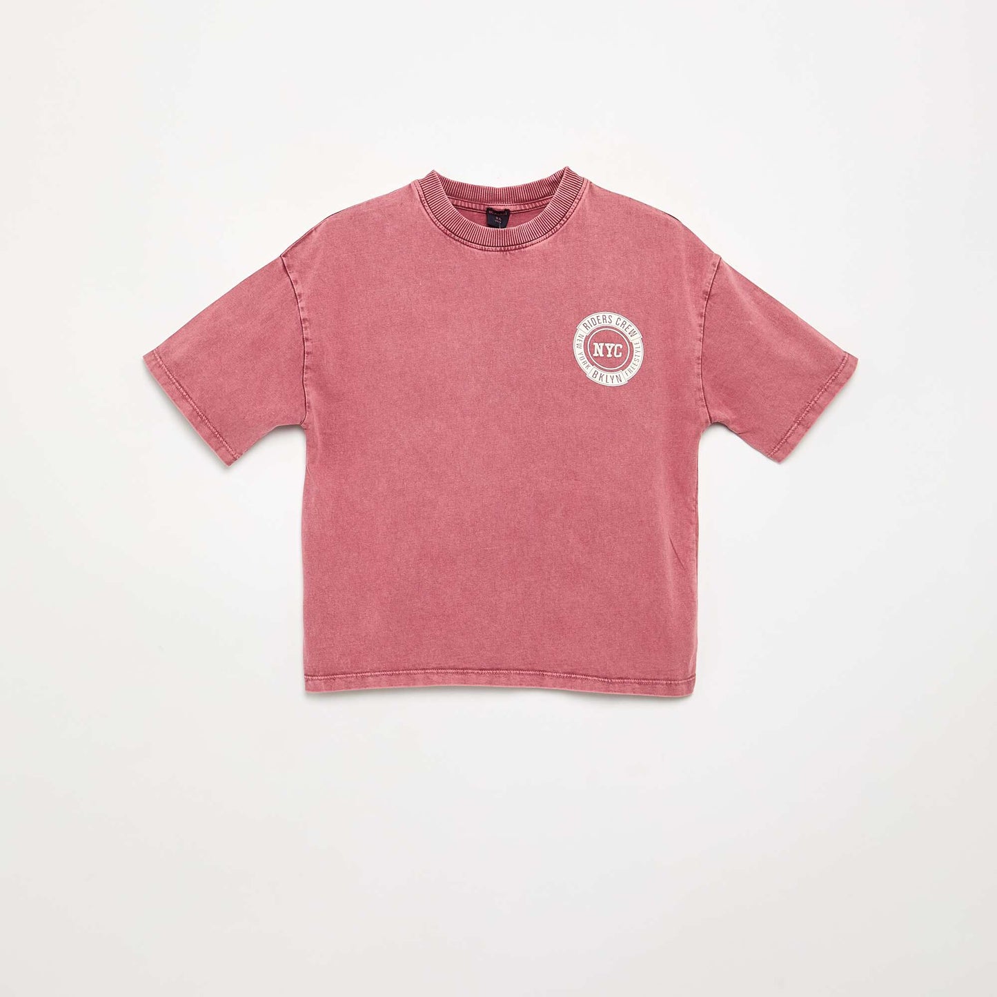 Embroidered and printed short-sleeved T-shirt PINK