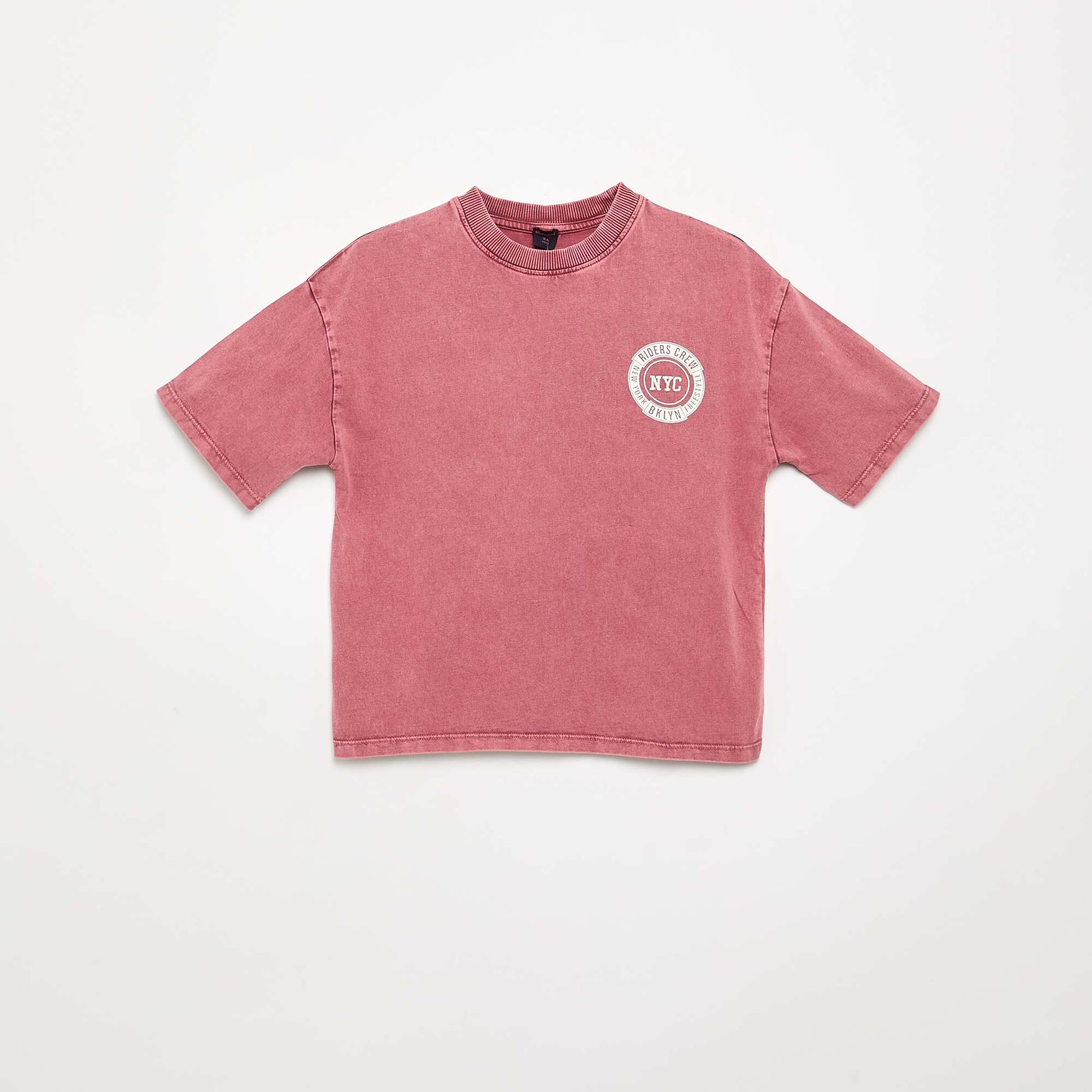 Embroidered and printed short-sleeved T-shirt PINK