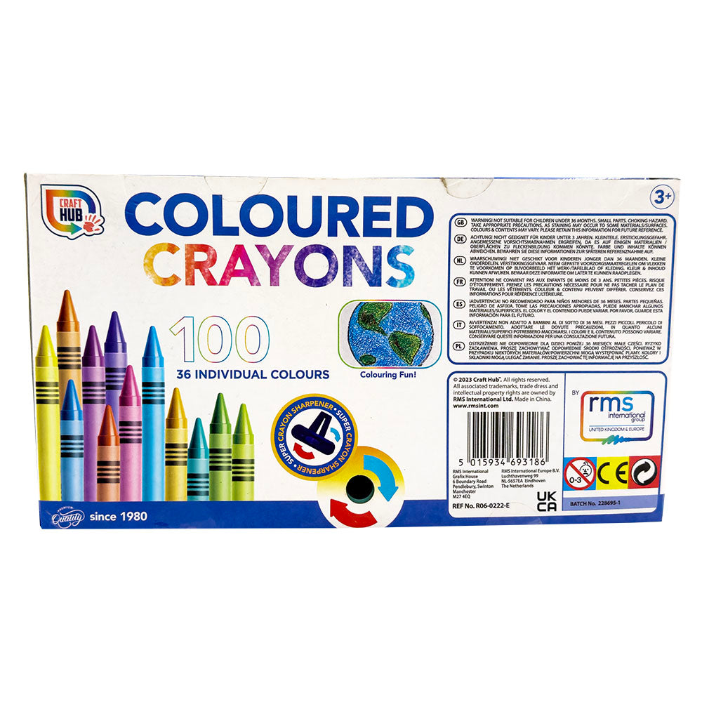 100 Colouring Crayons with Sharpener