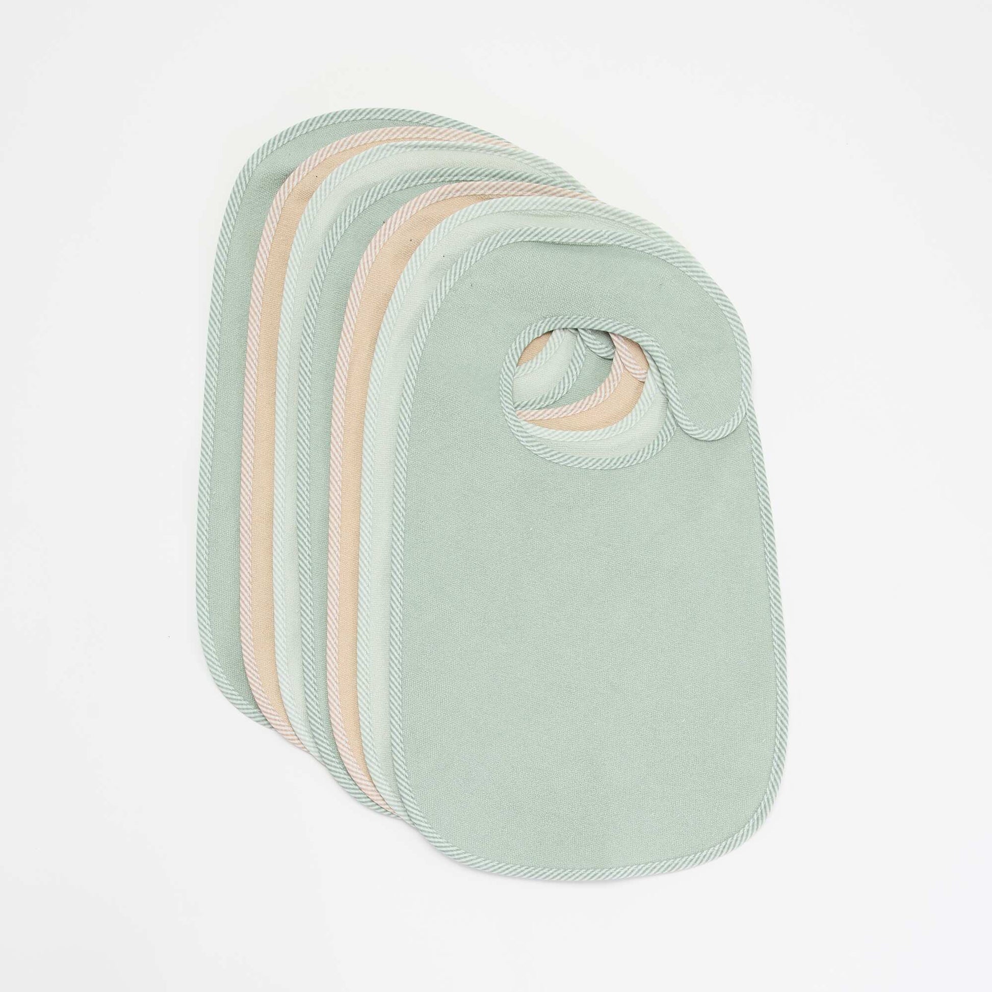 Set of 7 Lined Terry Bibs GREEN