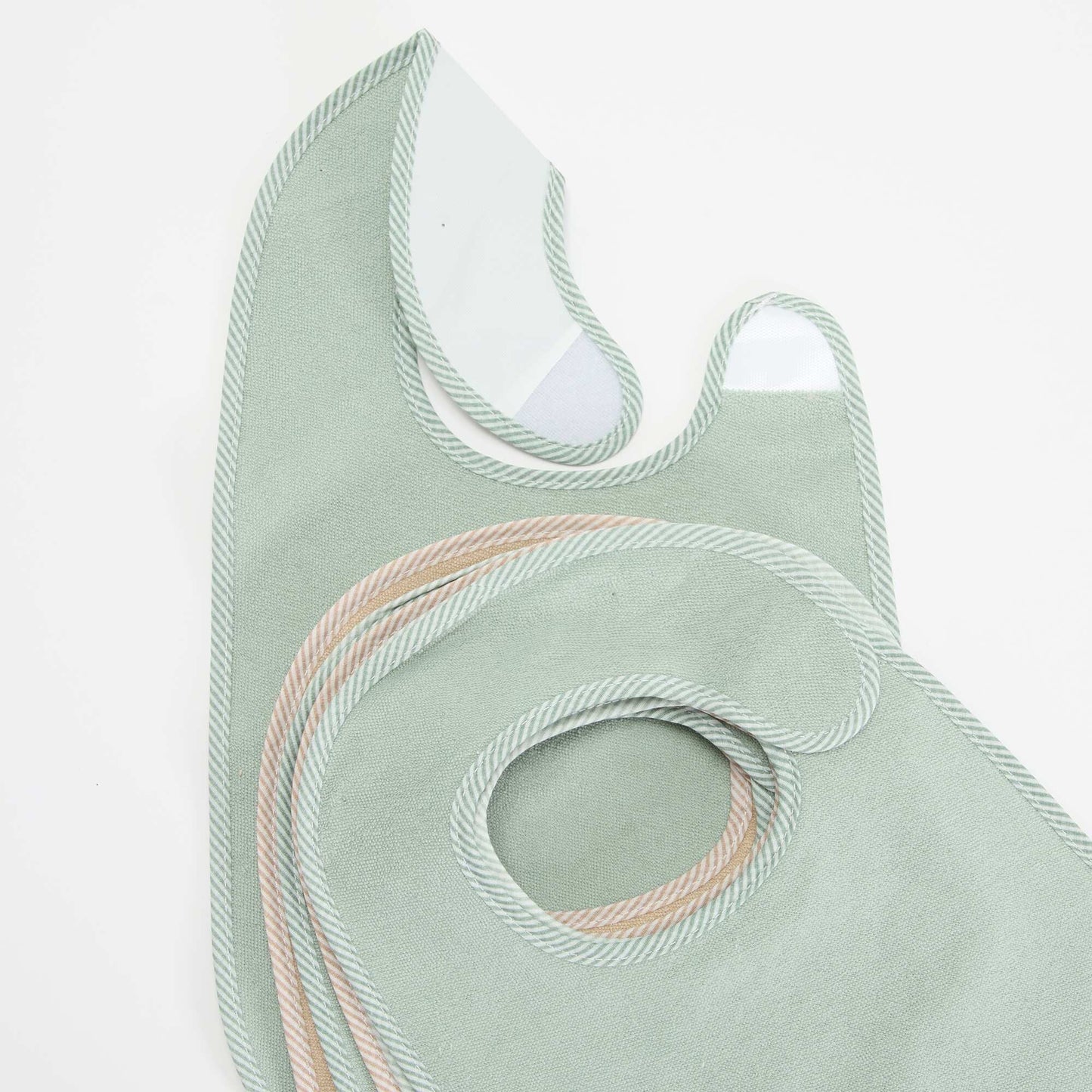Set of 7 Lined Terry Bibs GREEN