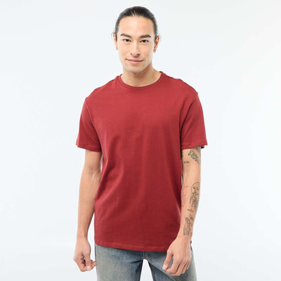 Plain jersey straight T-shirt RED