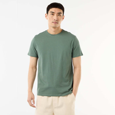 Plain jersey straight T-shirt GREEN