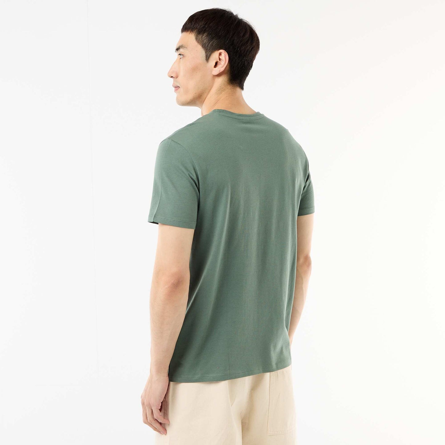 Plain jersey straight T-shirt GREEN