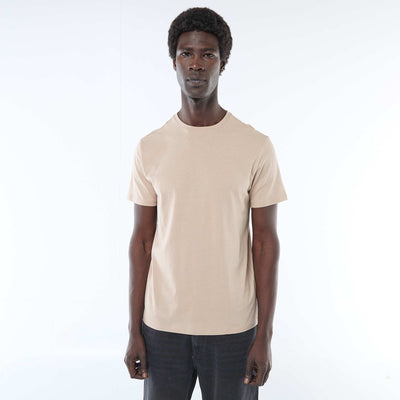 Plain jersey straight T-shirt BEIGE