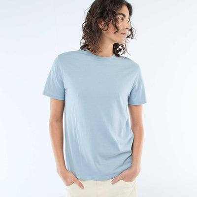 Plain jersey straight T-shirt BLUE