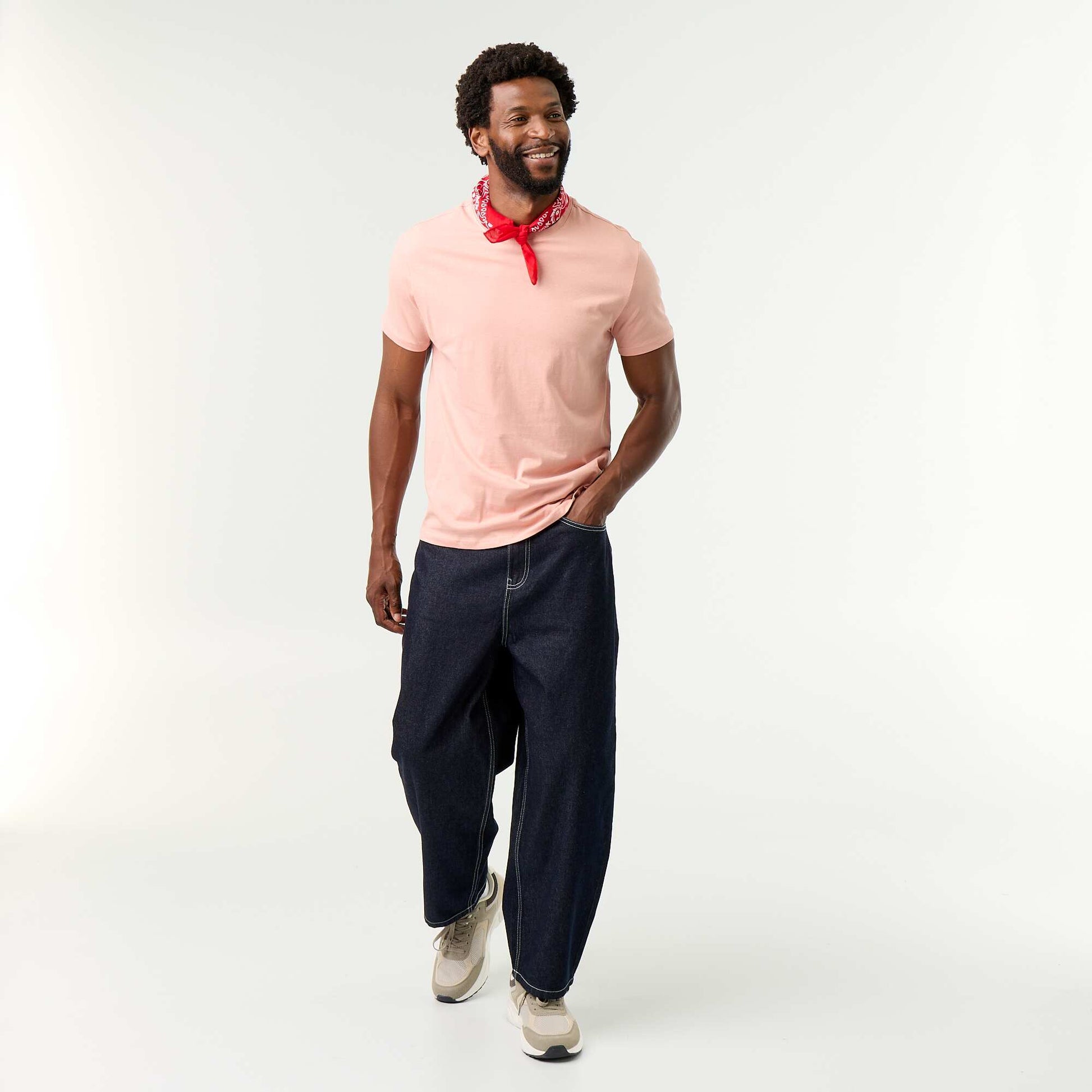 Plain jersey straight T-shirt PINK