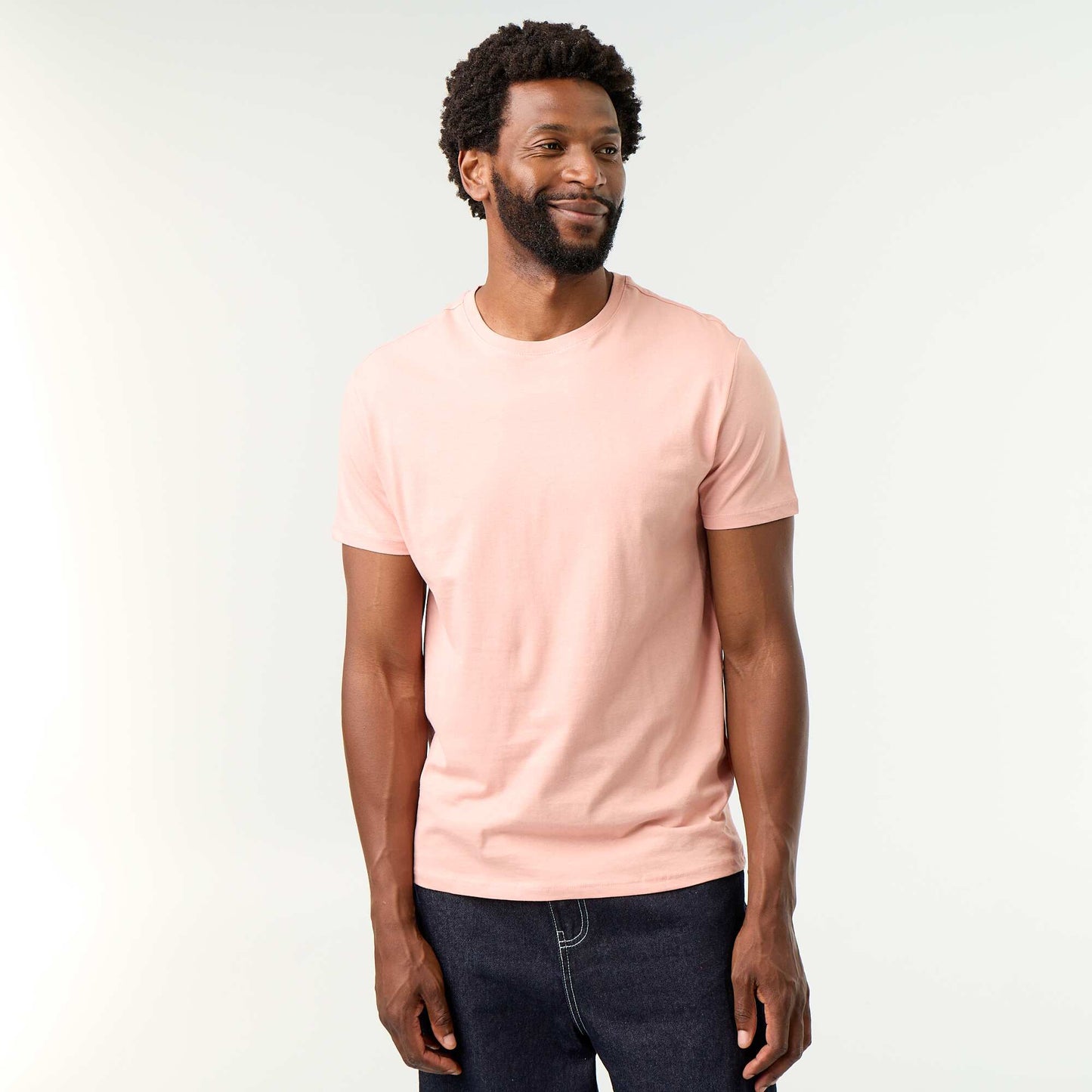 Plain jersey straight T-shirt PINK