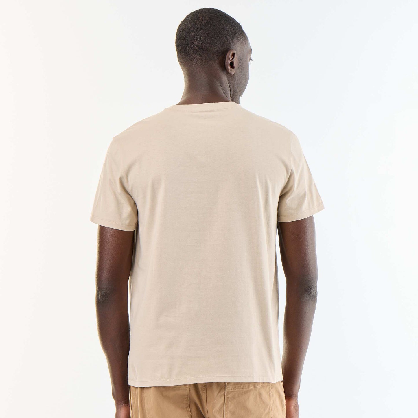Plain jersey straight T-shirt BEIGE