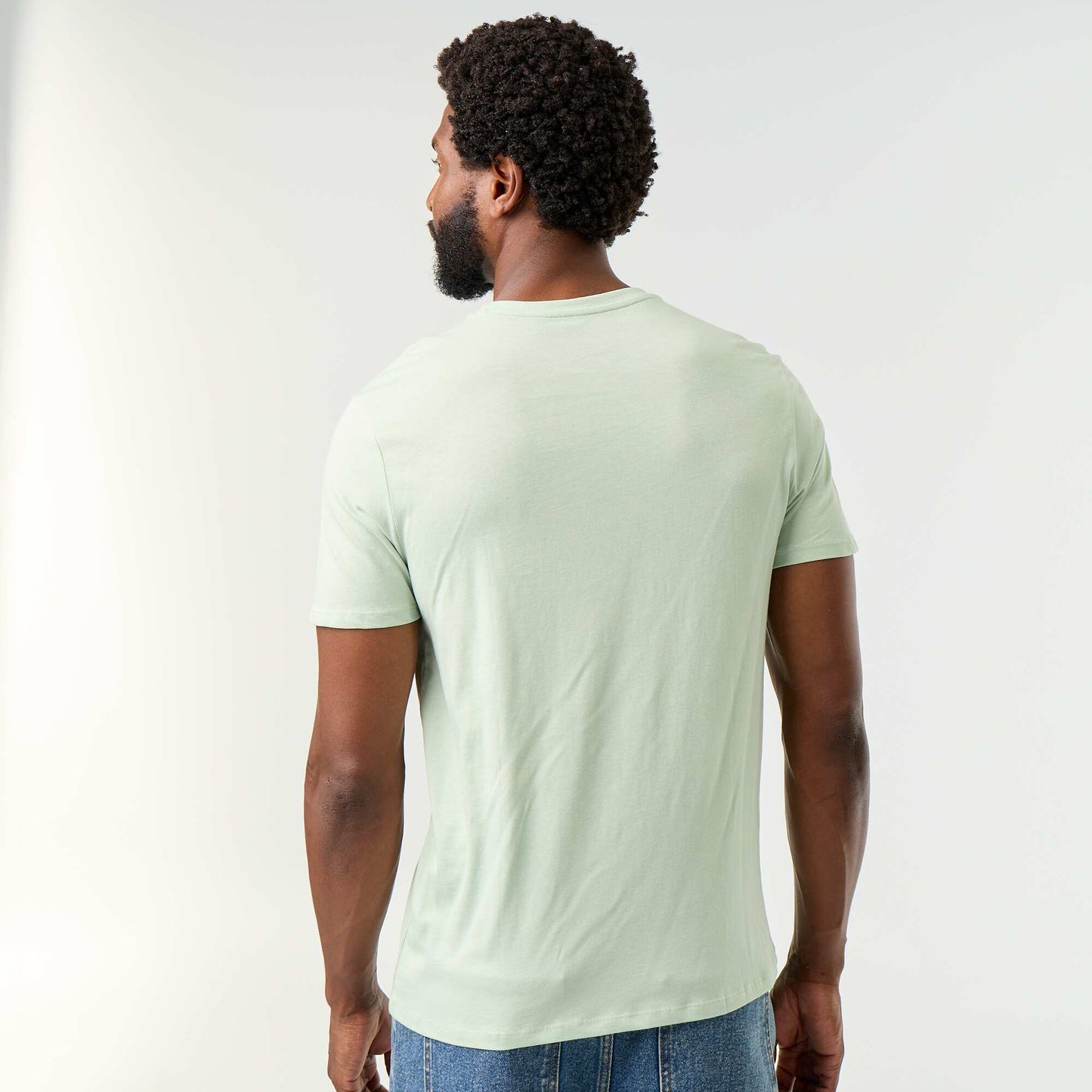 Plain jersey straight T-shirt GREEN