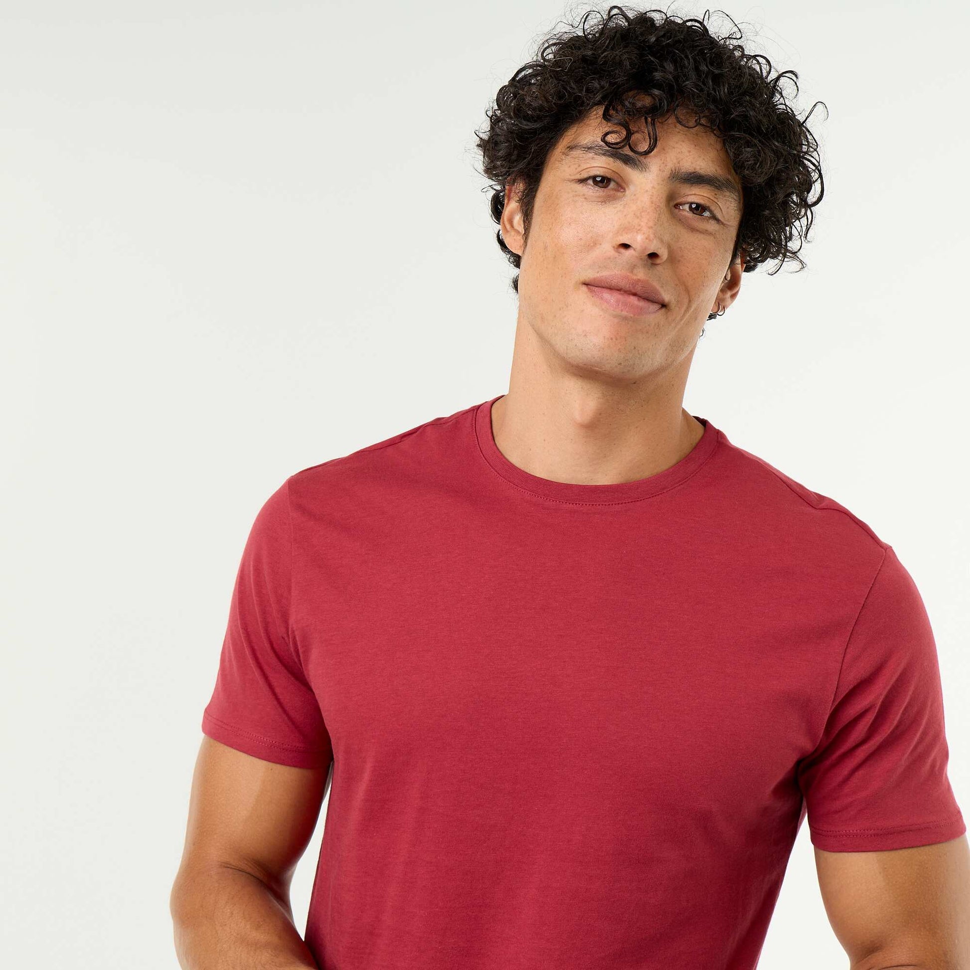 Straight-Cut Plain Jersey T-shirt RED