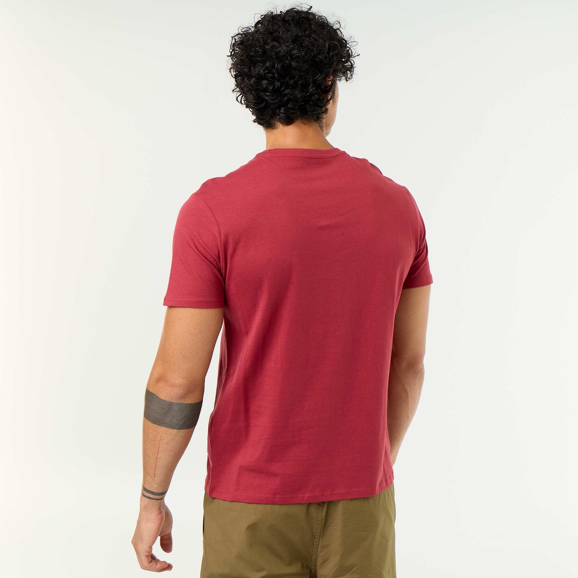 Straight-Cut Plain Jersey T-shirt RED