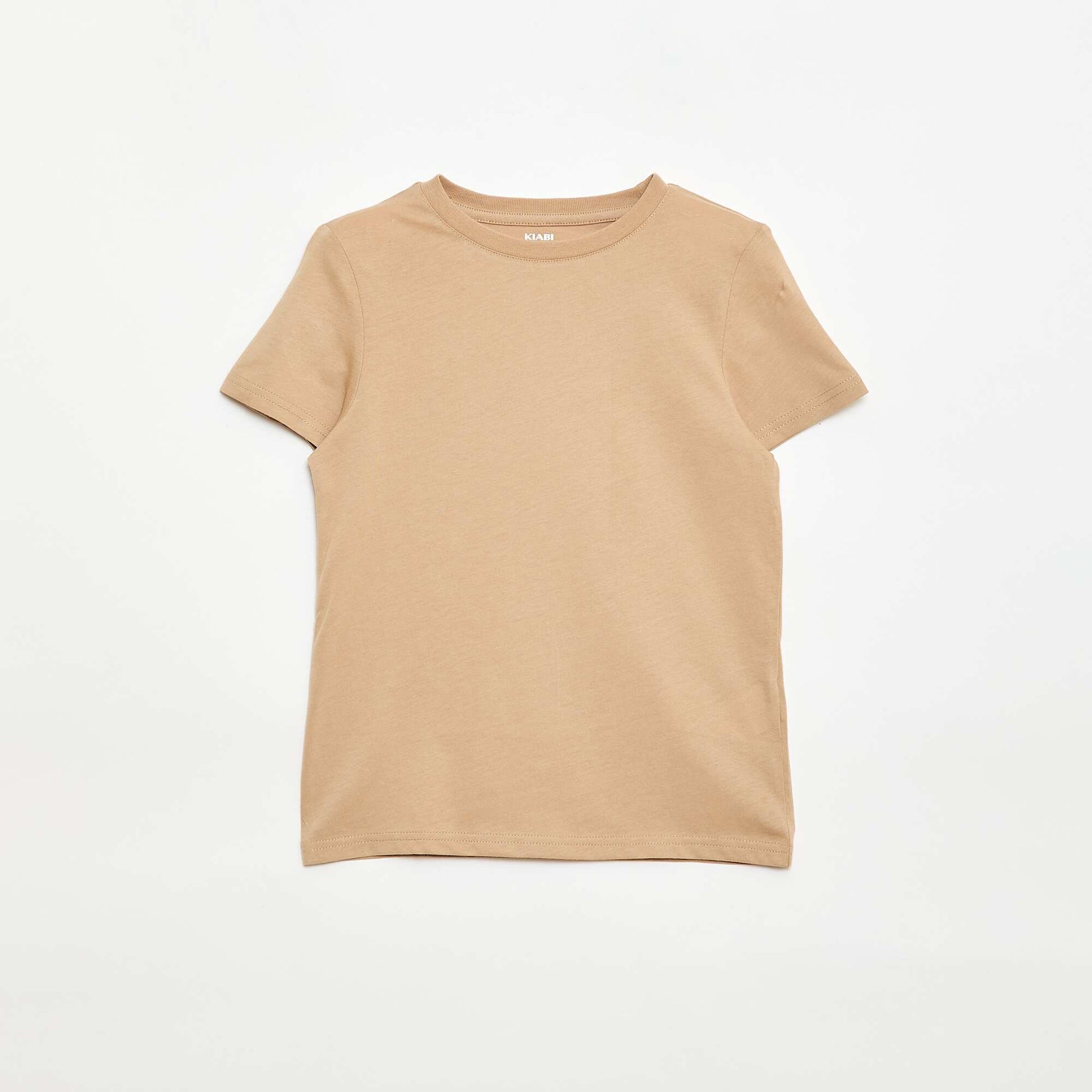 Basic plain jersey T-shirt BEIGE