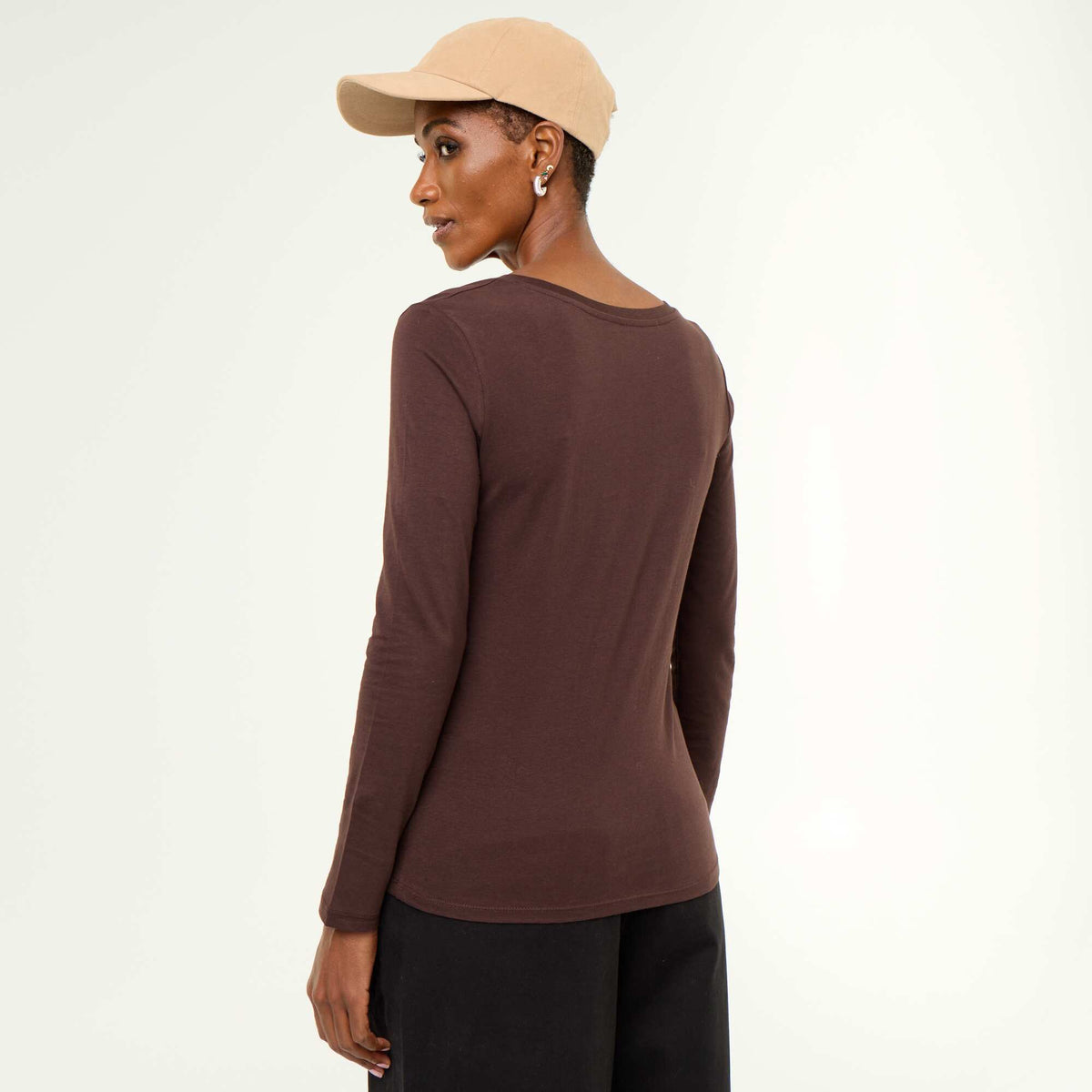 V-neck T-shirt BROWN