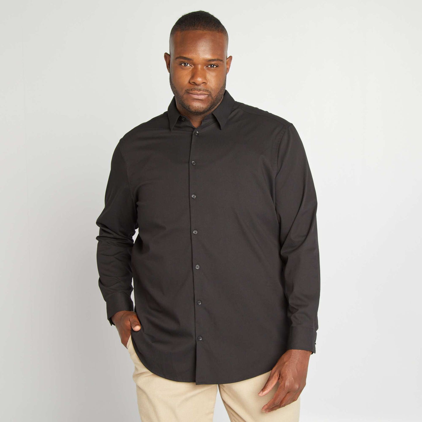 Stretch twill shirt Black
