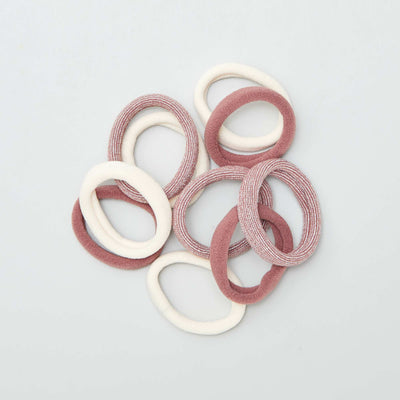 Pack of 10 elasticated hair bands BEIGE